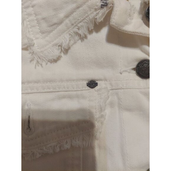 Official Harley Davidson Women's Jacket And Jeans White Fringe Size8 Motorcycle - Picture 15 of 16